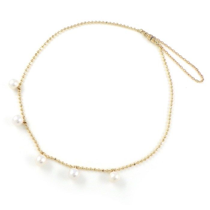 Elegant K10YG Pearl Bracelet with 5 Points of 3.5mm Pearls
