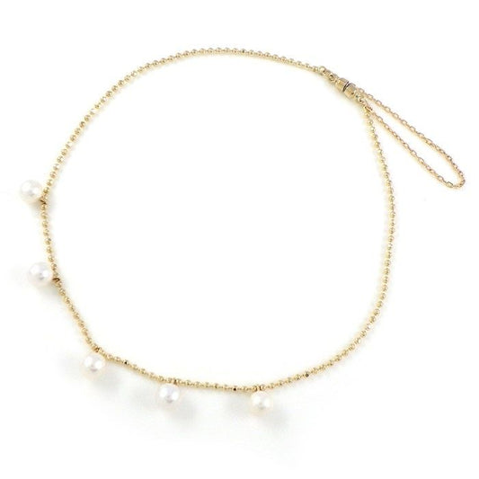 Elegant K10YG Pearl Bracelet with 5 Points of 3.5mm Pearls