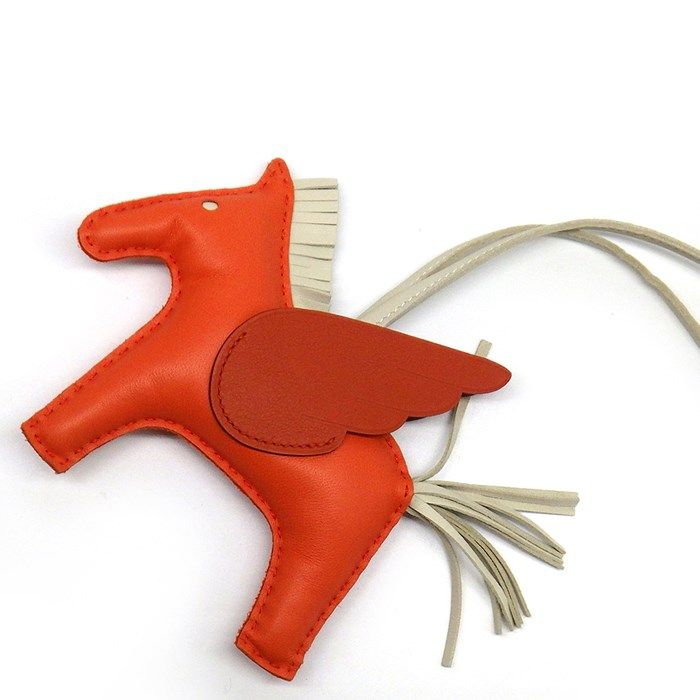 HERMES Rodeo Pegasus PM Bag Charm - Orange Poppy/Creme 2023