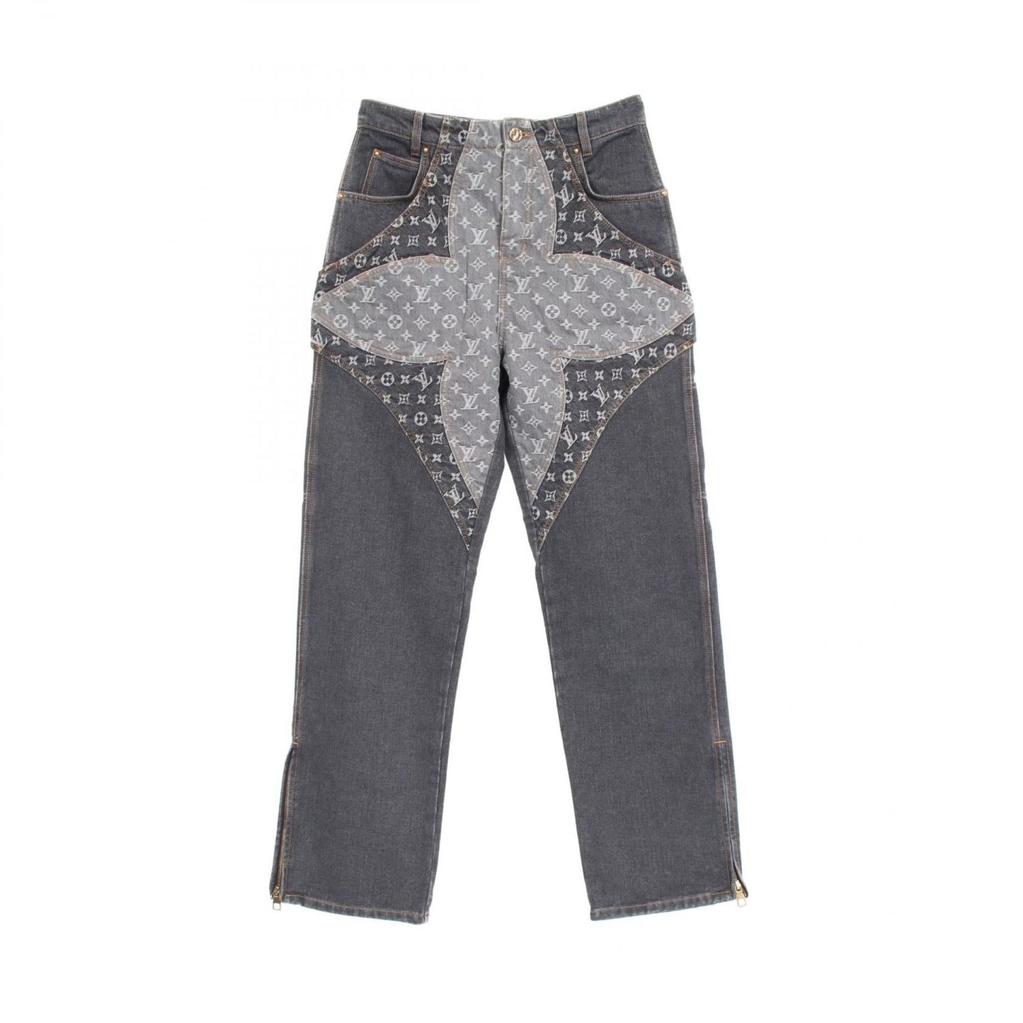 Louis Vuitton Monogram Flower Denim Pants - Gray - Size 28