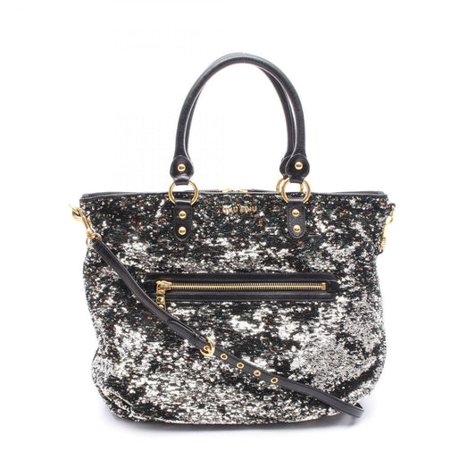 Miu Miu Black & Silver Leather 2-Way Tote Bag - Exquisite Craftsmanship