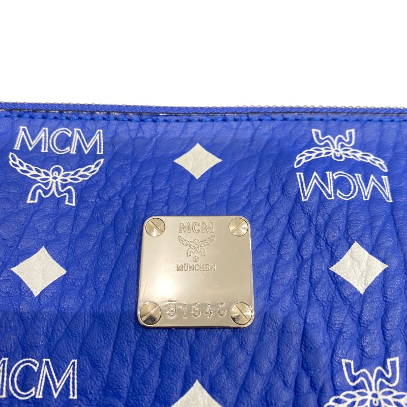 MCM Blue Leather Clutch Bag for Men - Exquisite Craftsmanship