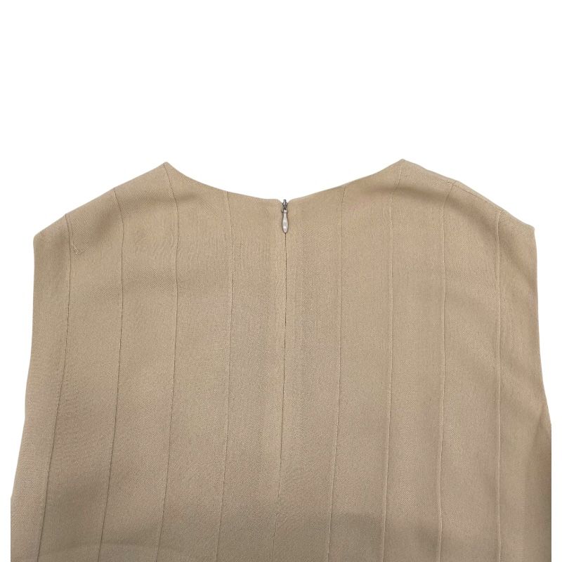 HERMES Silk Sleeveless Dress in Beige - Timeless Elegance