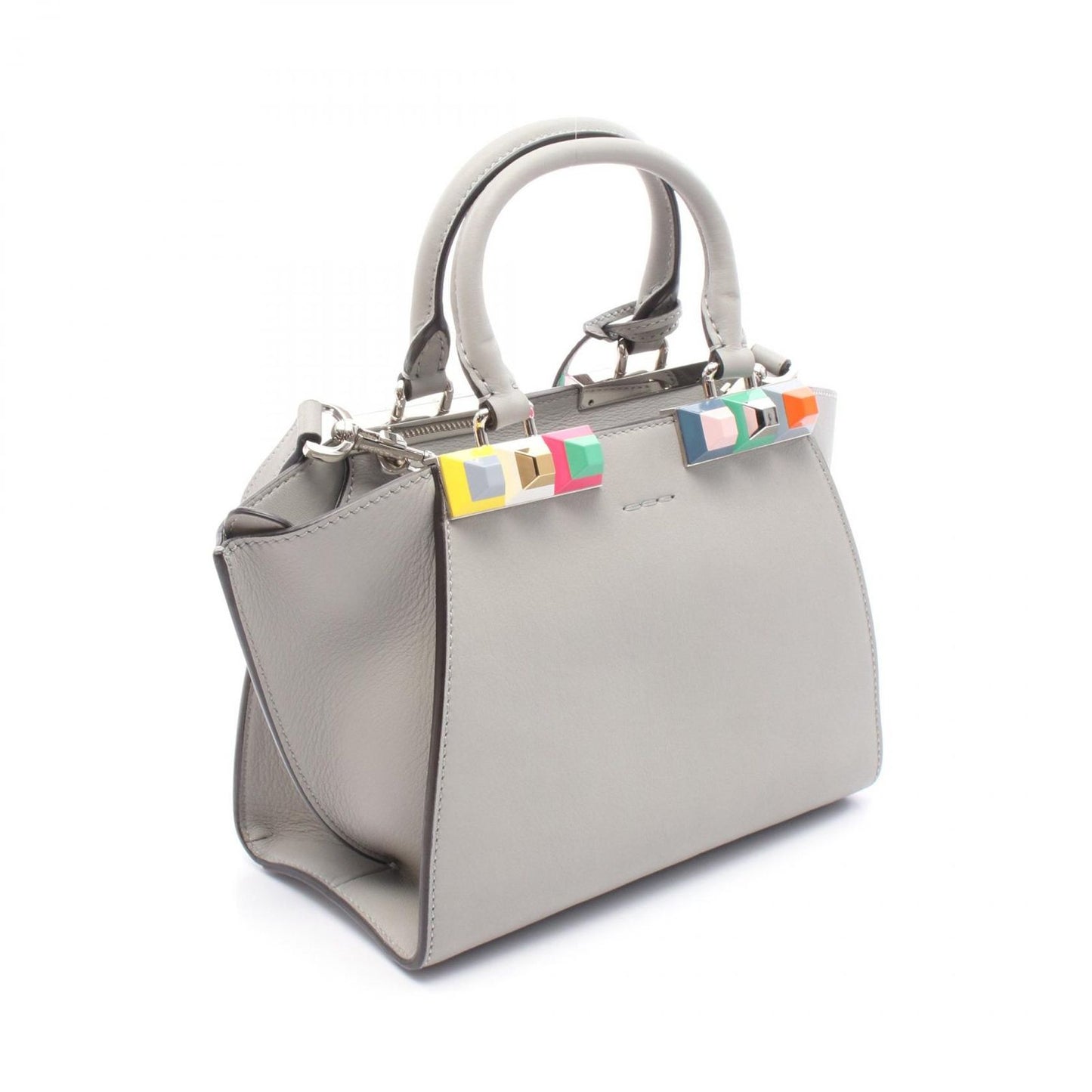 FENDI Mini Trois Jours Handbag in Gray Leather - Exquisite Craftsmanship