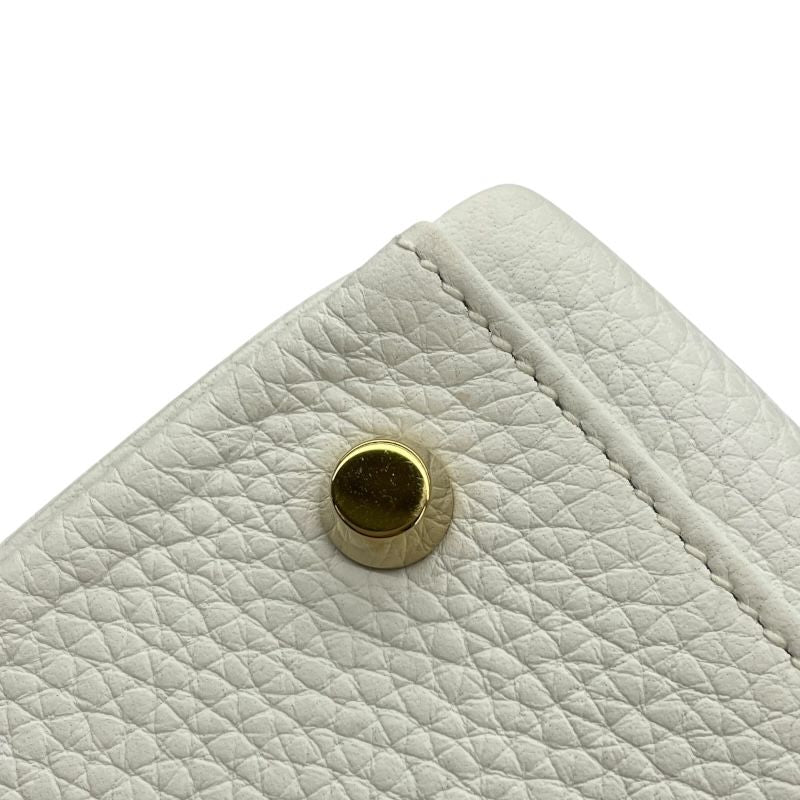 HERMES Kelly 28 White Togo Leather Shoulder Bag with Gold Hardware