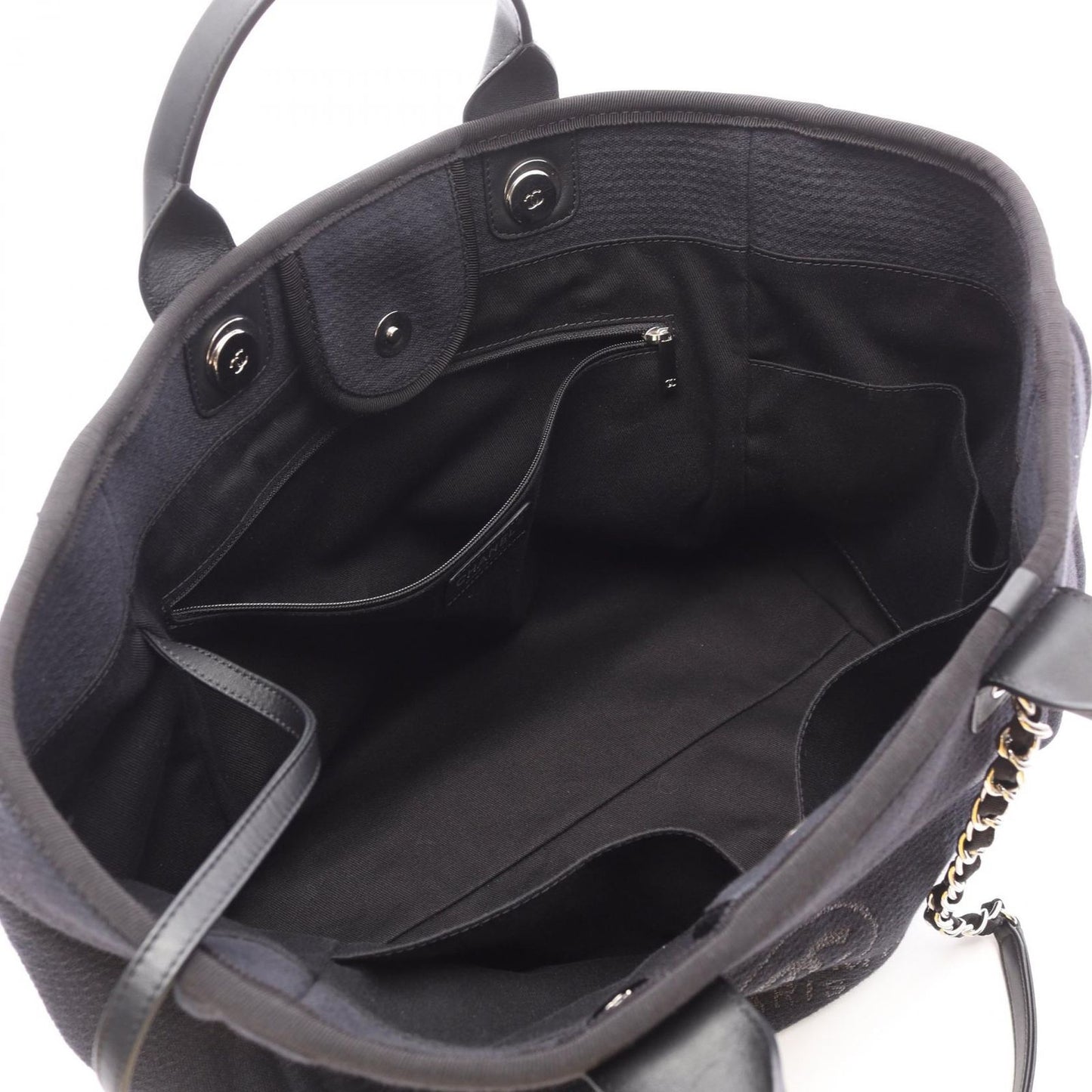 CHANEL Deauville Tote Bag A66941 in Black Canvas & Leather