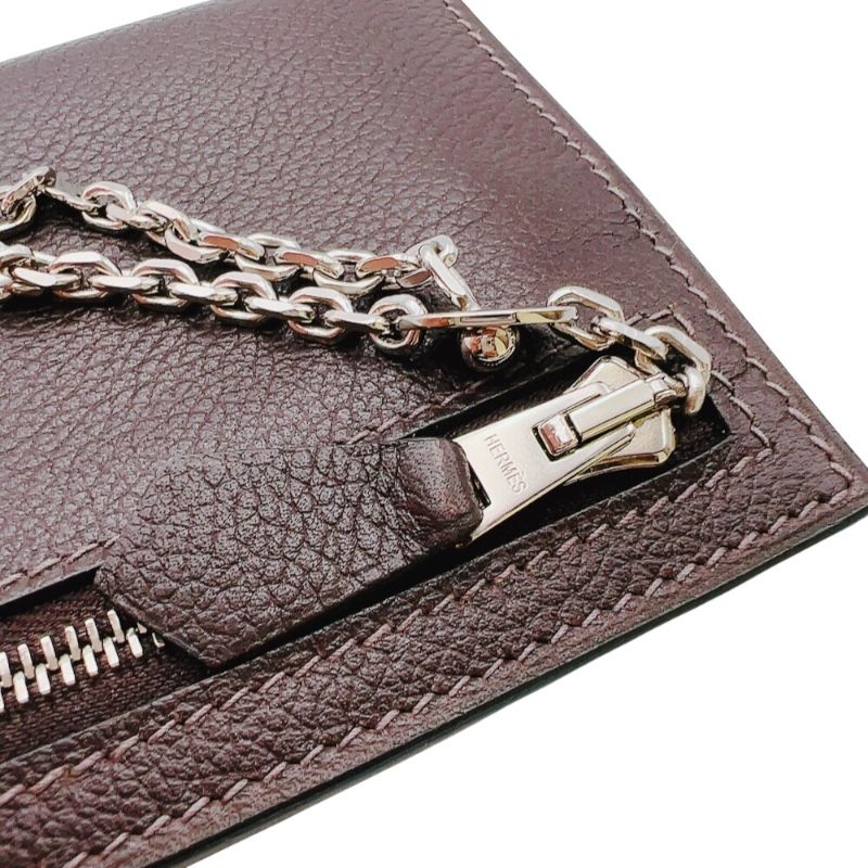 HERMES Zip Zap Porte-Cles ▫L (2008) Chocolat Evercalf Unisex Wallet