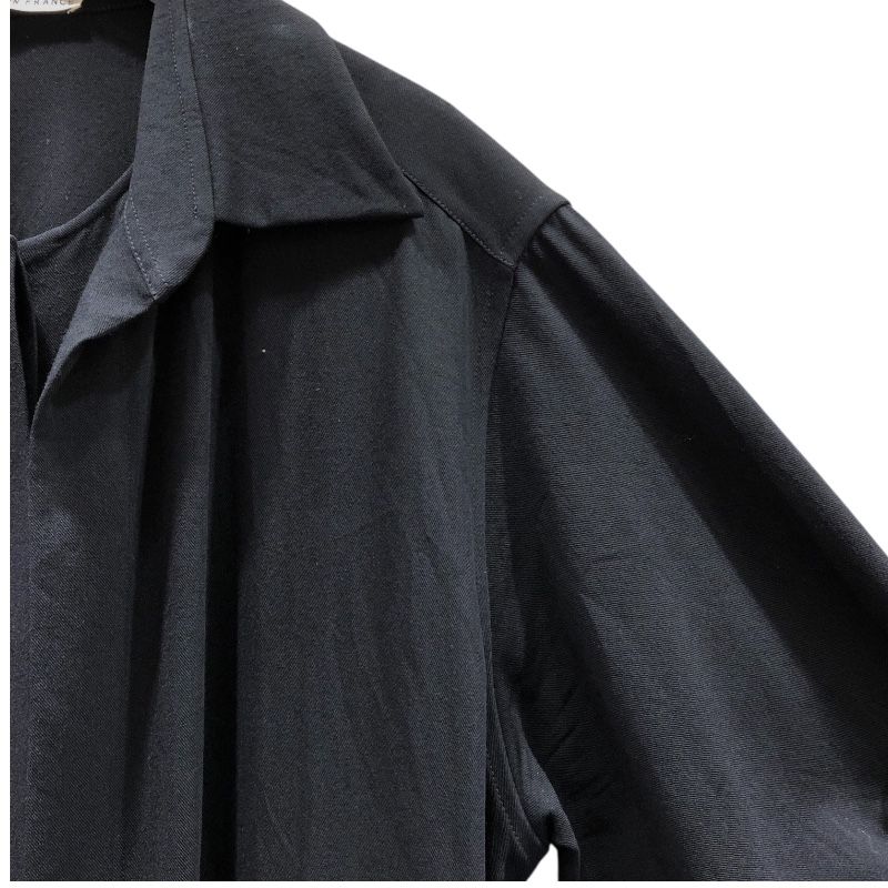 HERMES Layered Shirt Dress in Black Wool - Size 40