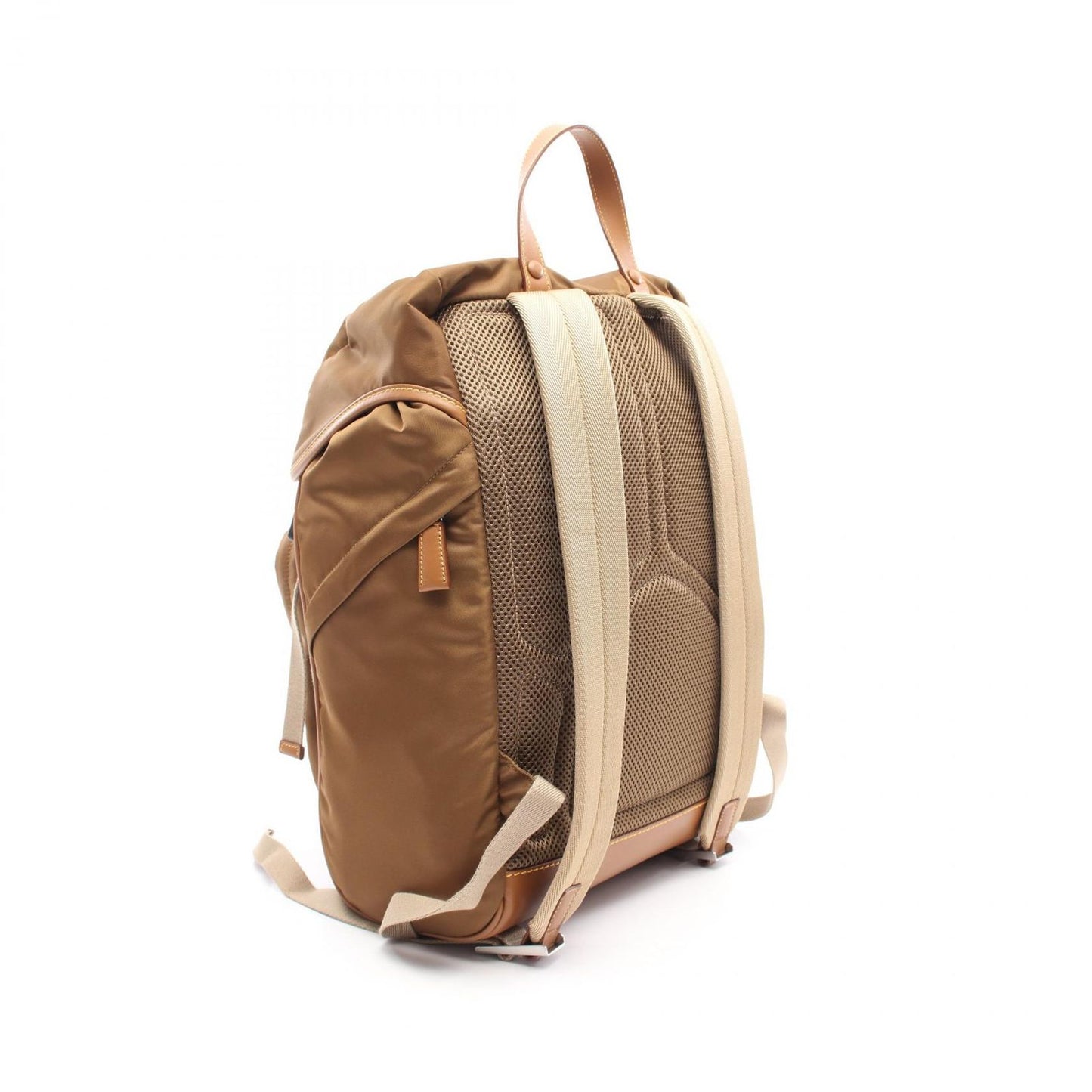PRADA TESSUTO+VITELLO Brown Nylon & Leather Backpack - New