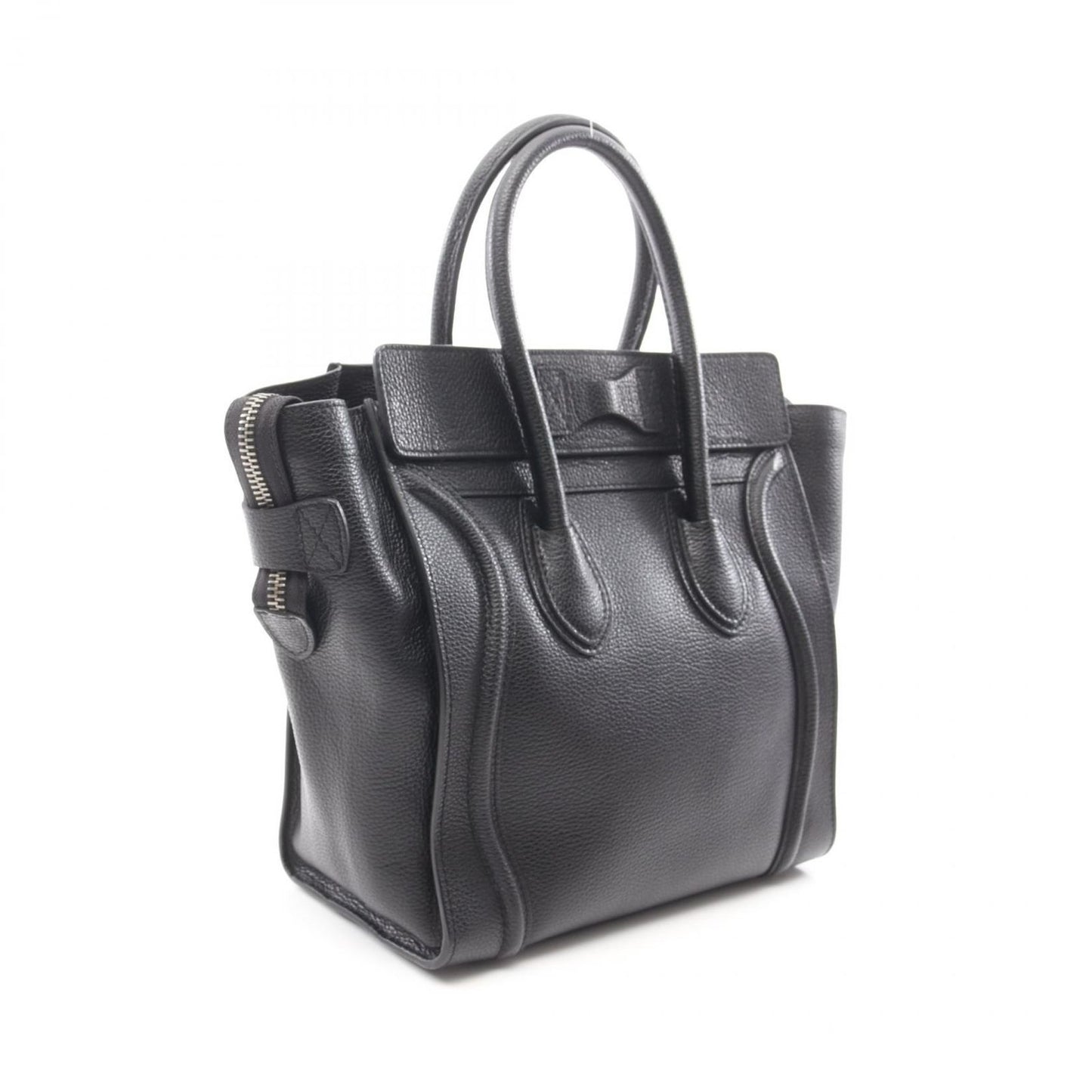 CELINE Luggage Micro Shopper Tote Bag in Black Leather