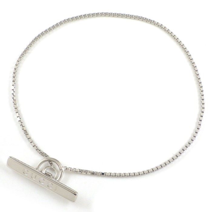 GUCCI Lariat Bar Logo Bracelet in K18 White Gold - Exquisite Craftsmanship
