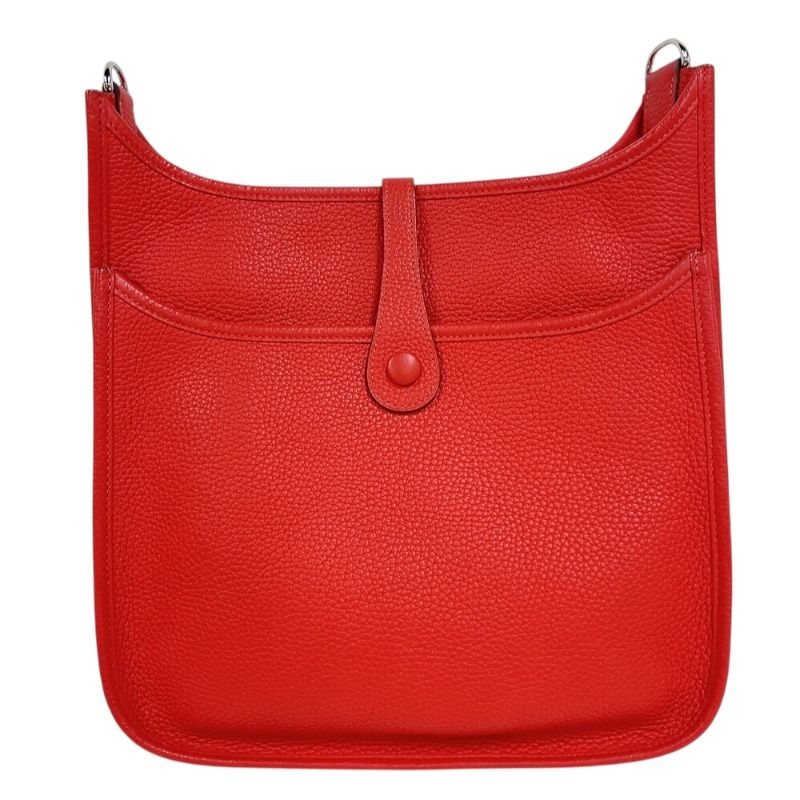 HERMES Evelyne III PM T Stamp (2015) Rouge Vif with Silver Hardware