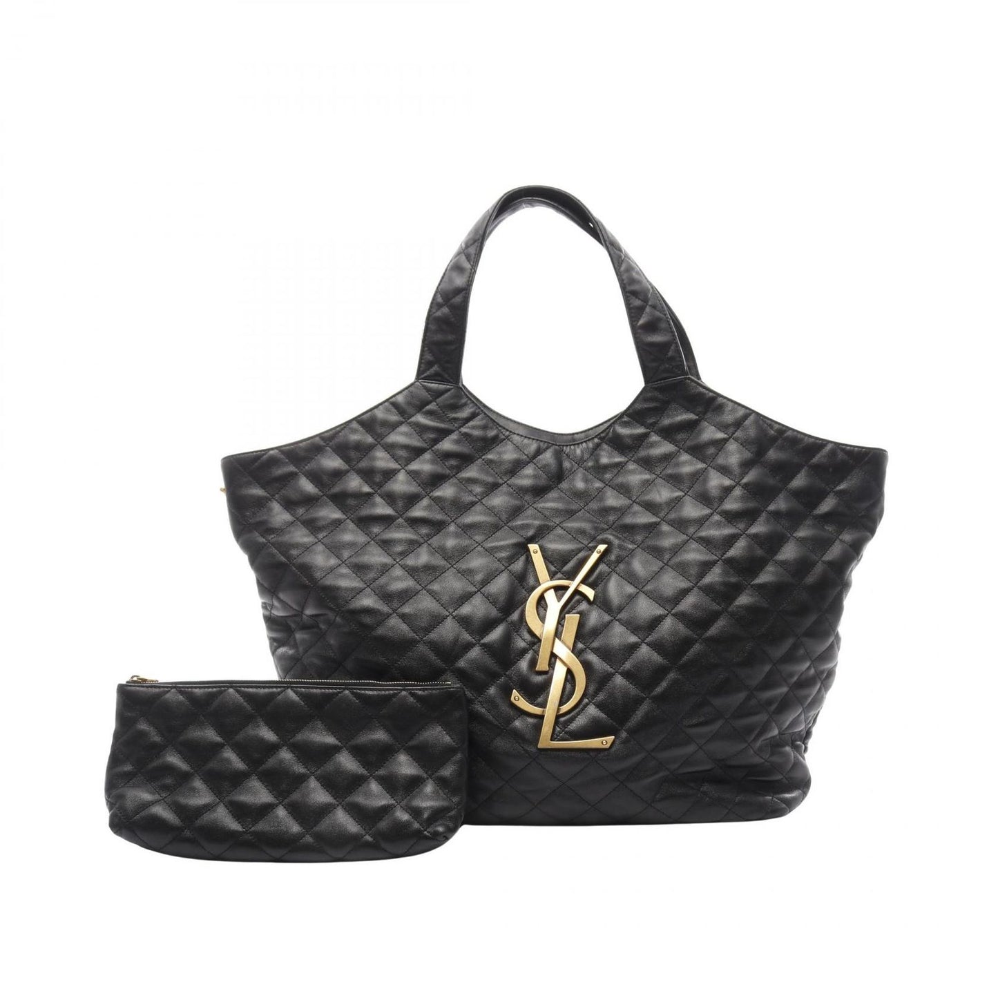 Saint Laurent Paris Ikari Maxi Shopping Tote in Black Lambskin