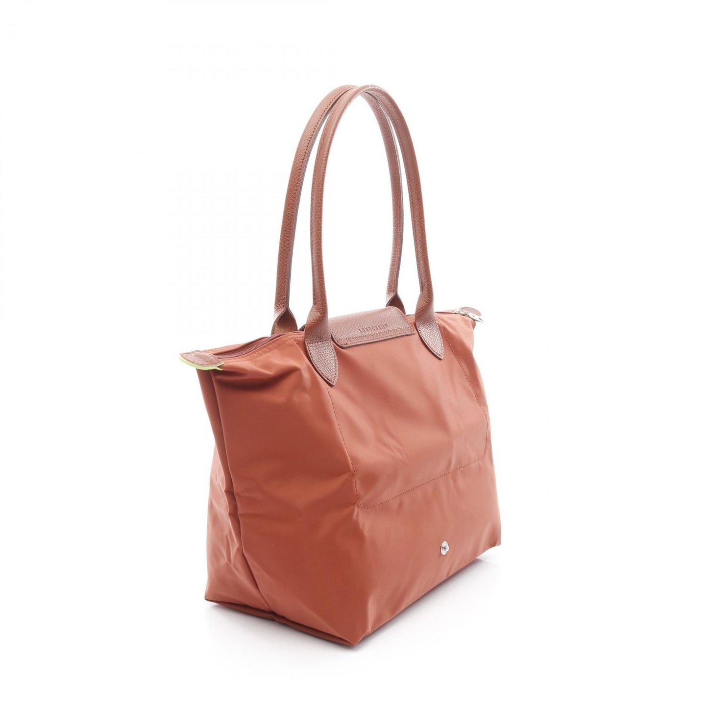 Longchamp Le Pliage Green M Tote Bag - Chestnut Leather & Nylon