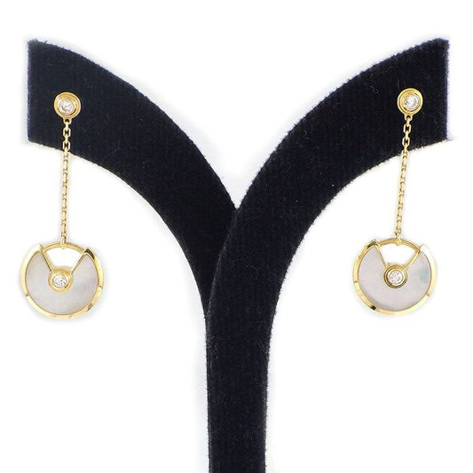 Cartier Amulette XS Swing Drop Earrings in K18YG with White Shell & Diamonds