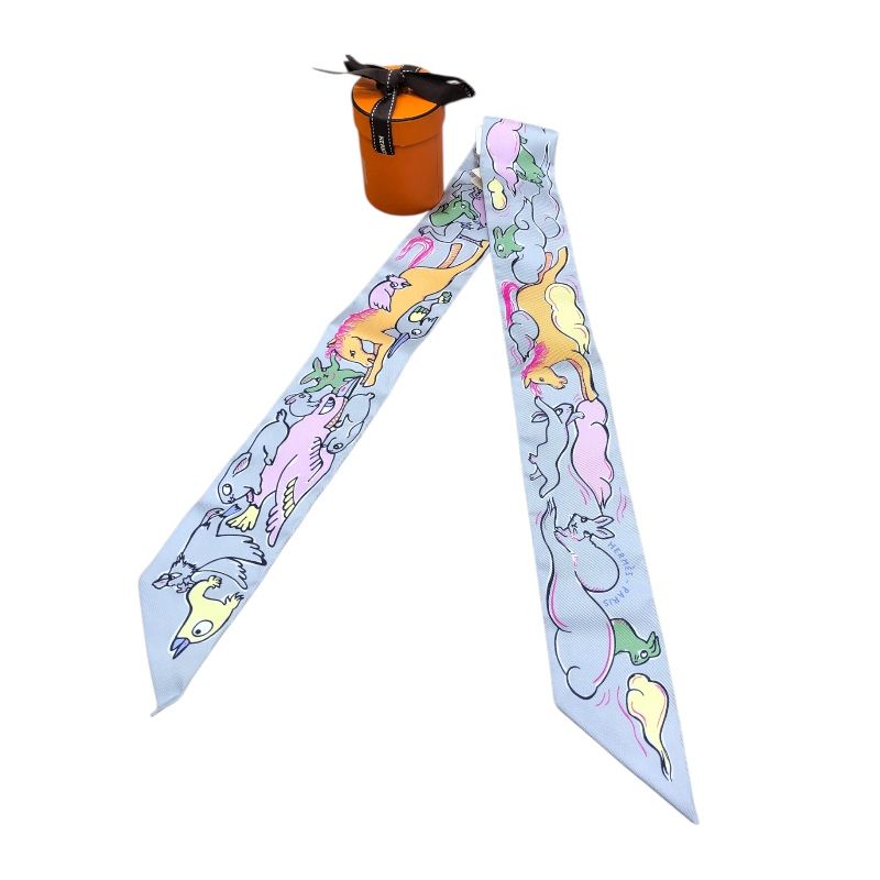 HERMES Multicolor Silk Twilly Scarf - Exquisite Luxury Accessory