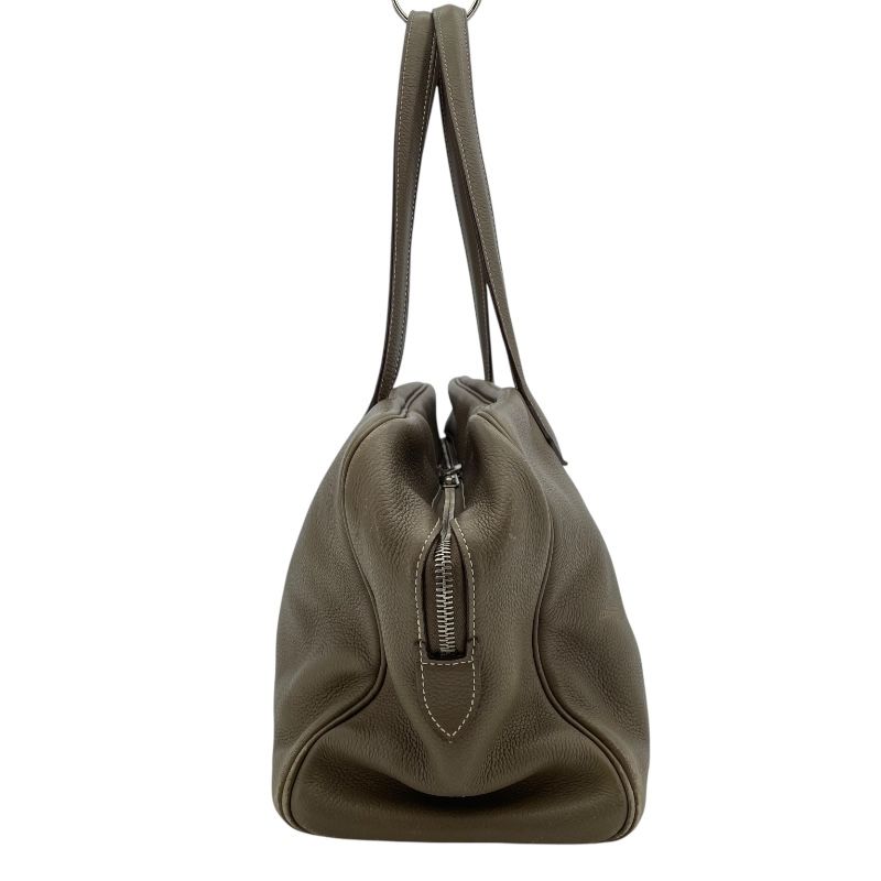 HERMES Victoria 35 Etoupe Handbag with Silver Hardware