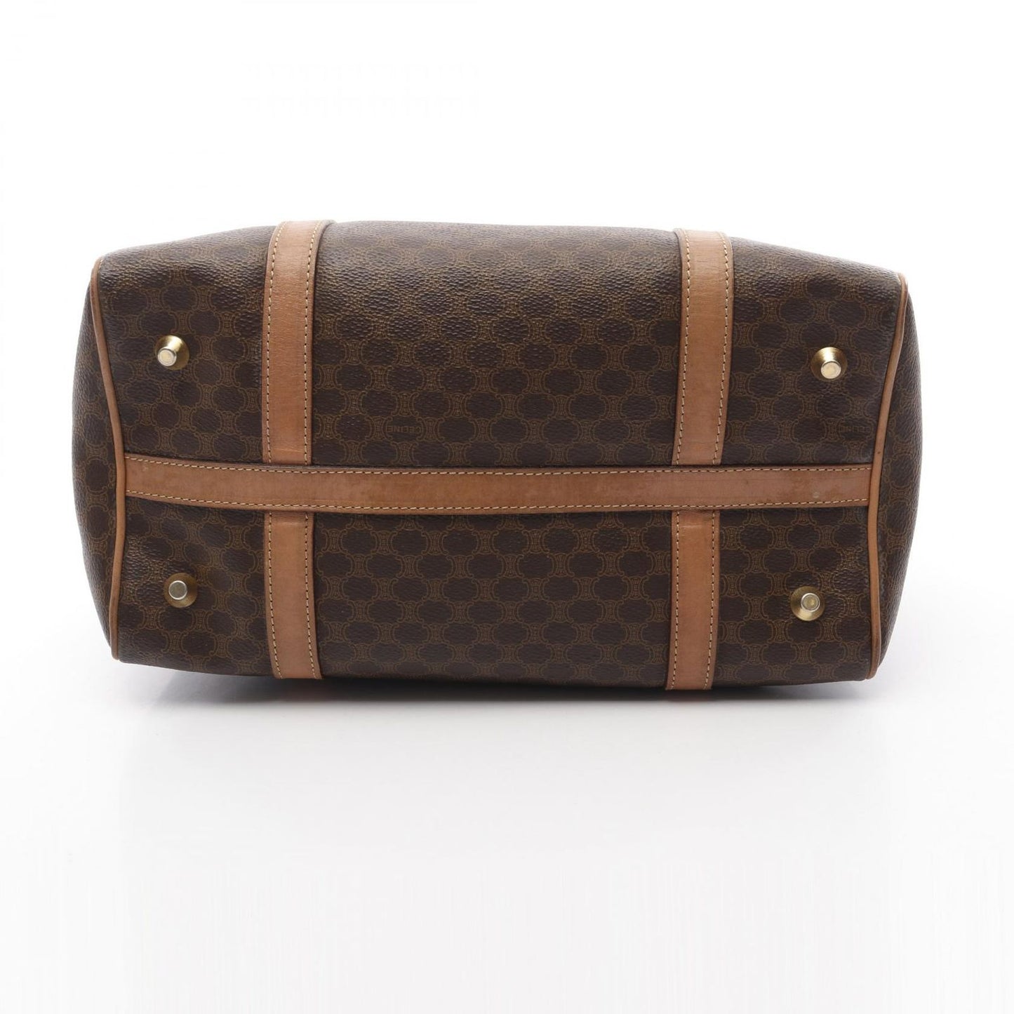 CELINE Macadam Boston Handbag in Dark Brown PVC Coated Canvas