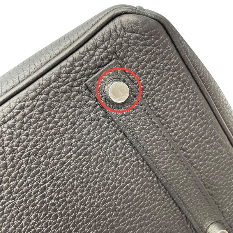 HERMES Birkin 30 Y Stamp Black & Silver Hardware Handbag