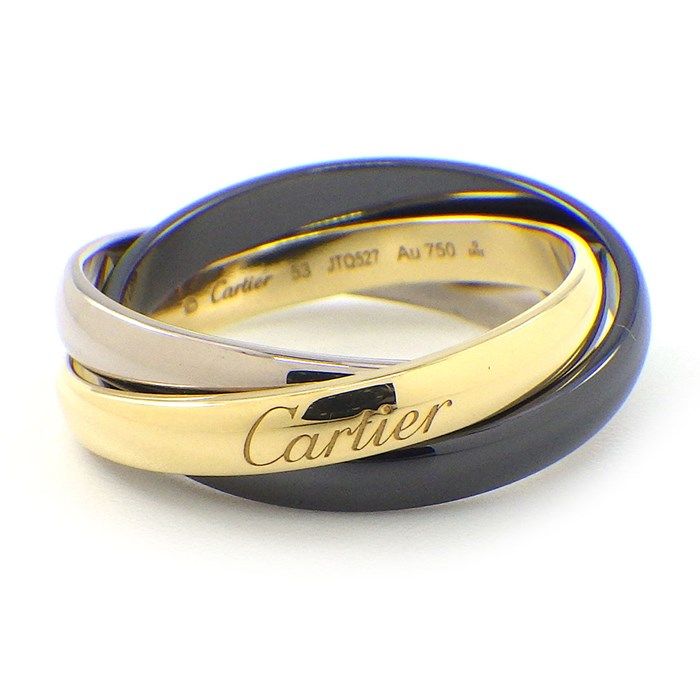Cartier Trinity Ring in Black Ceramic & K18 Gold - Size 13