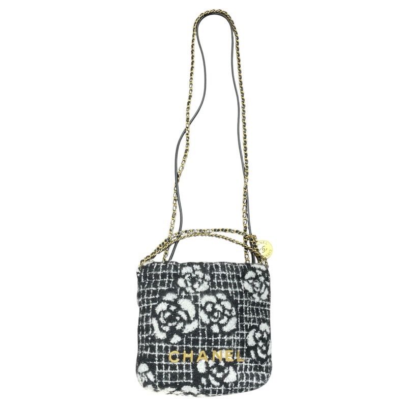 CHANEL Mini 22 Bag in Black & White with Gold Hardware
