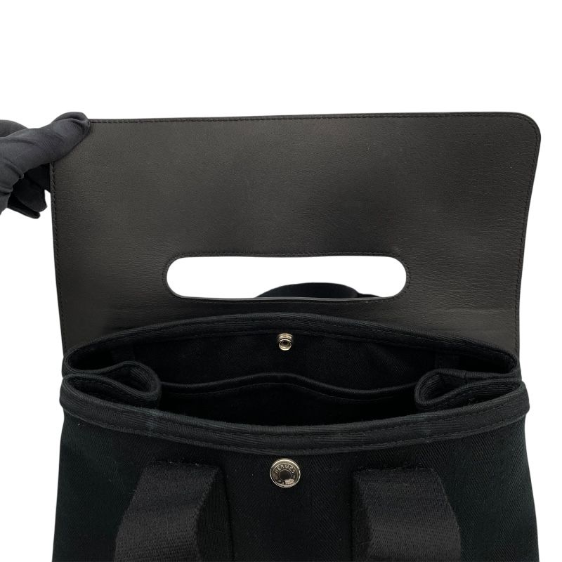 HERMES Valparaiso PM Black Handbag with Silver Hardware