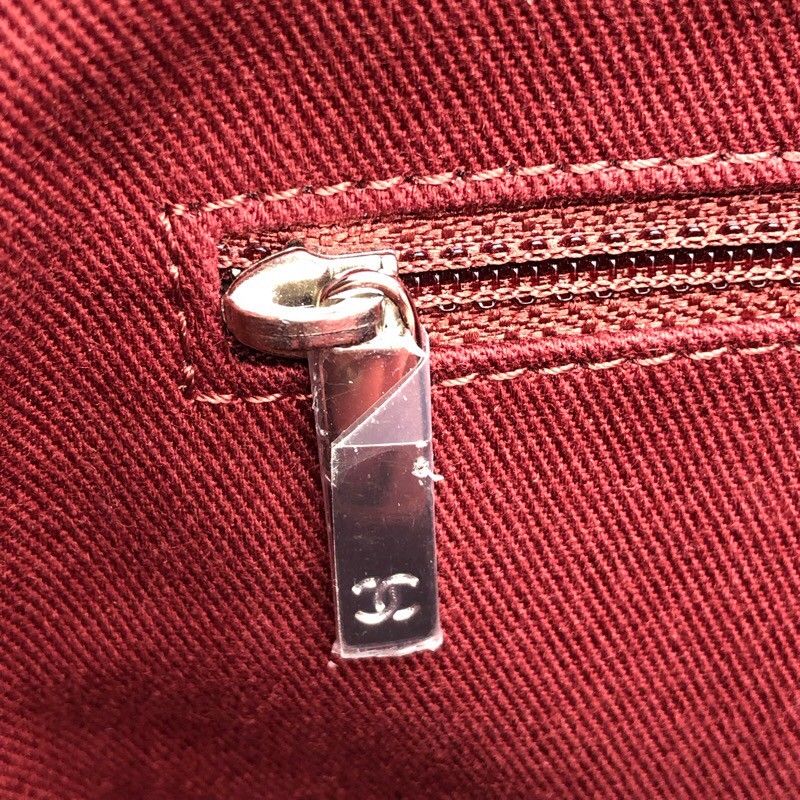 CHANEL Deauville MM Tote Bag in Red Canvas with Silver Hardware