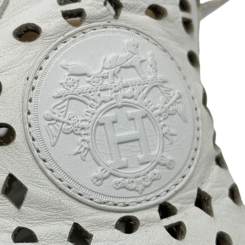 HERMES White Leather High-Top Sneakers for Women - Size 36