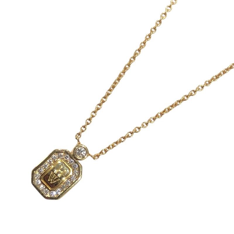 HARRY WINSTON HW Logo Necklace in 750 Yellow Gold - Exquisite Elegance