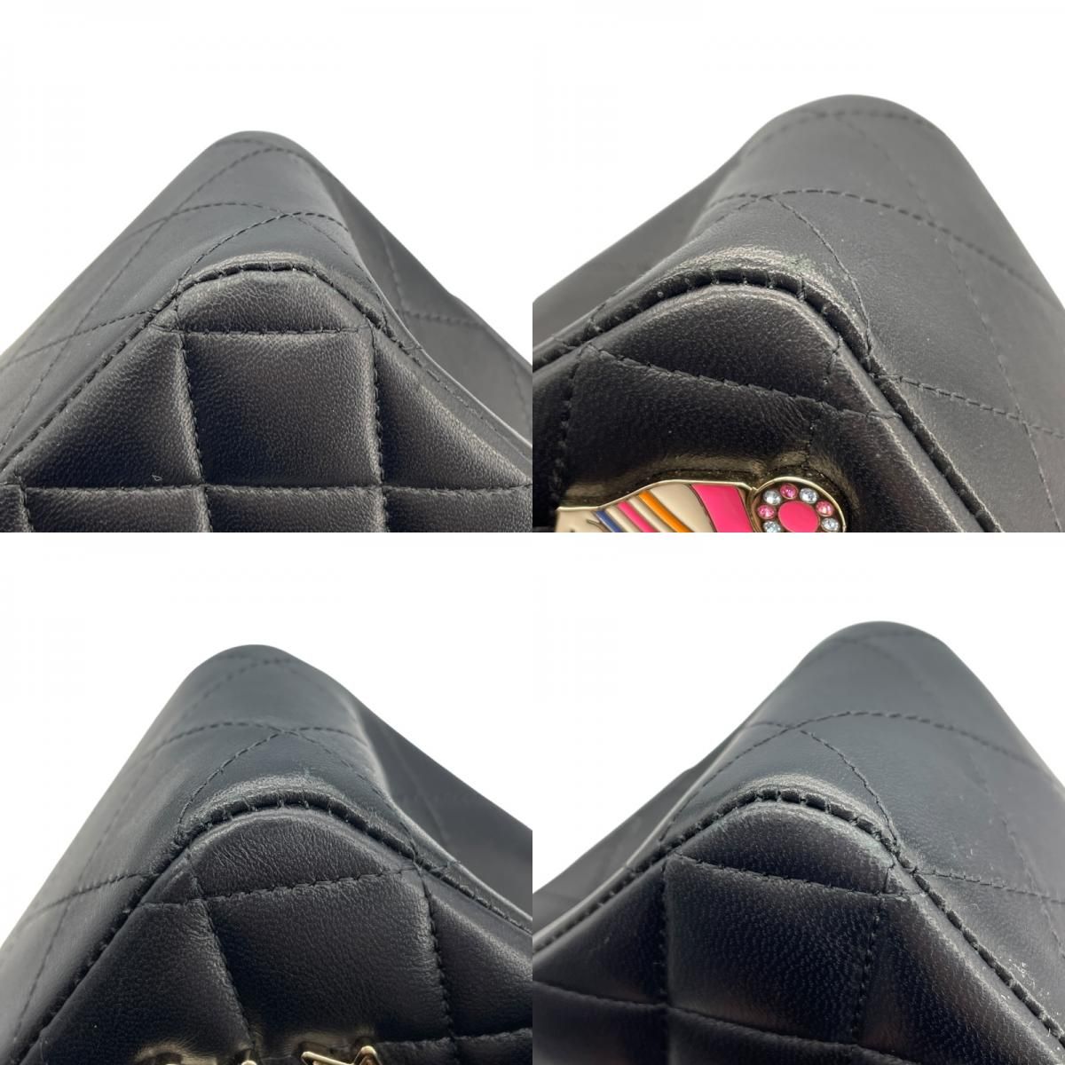 CHANEL Matelassé 25 Wappen Black Lambskin Shoulder Bag