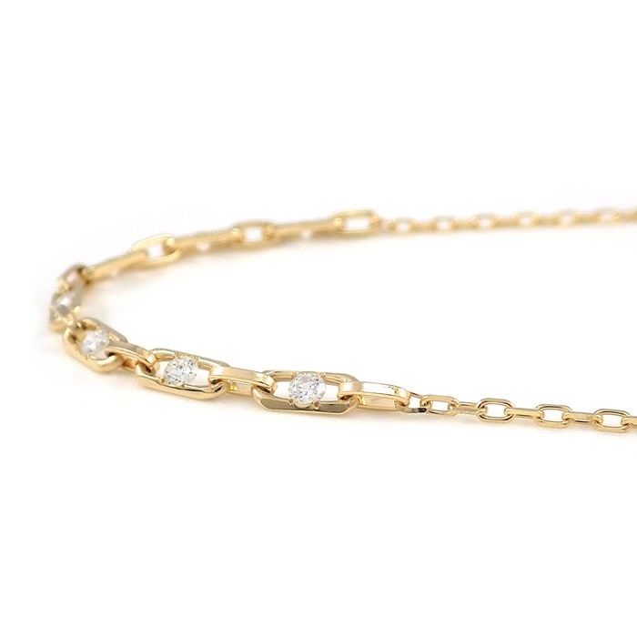 Exquisite 0.19ct Diamond Link Chain Necklace in K18 Yellow Gold