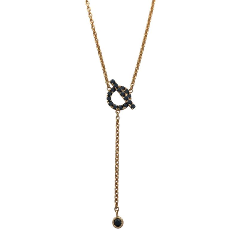 HERMES Finesse Necklace in K18 Pink Gold with Black Spinel