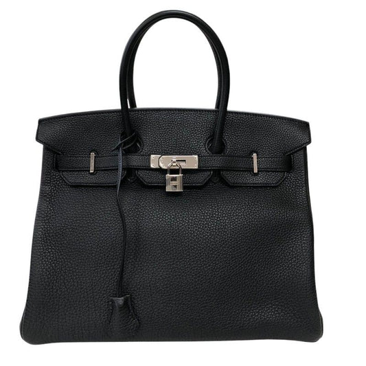 HERMES Birkin 35 Black Togo Leather Handbag with Silver Hardware