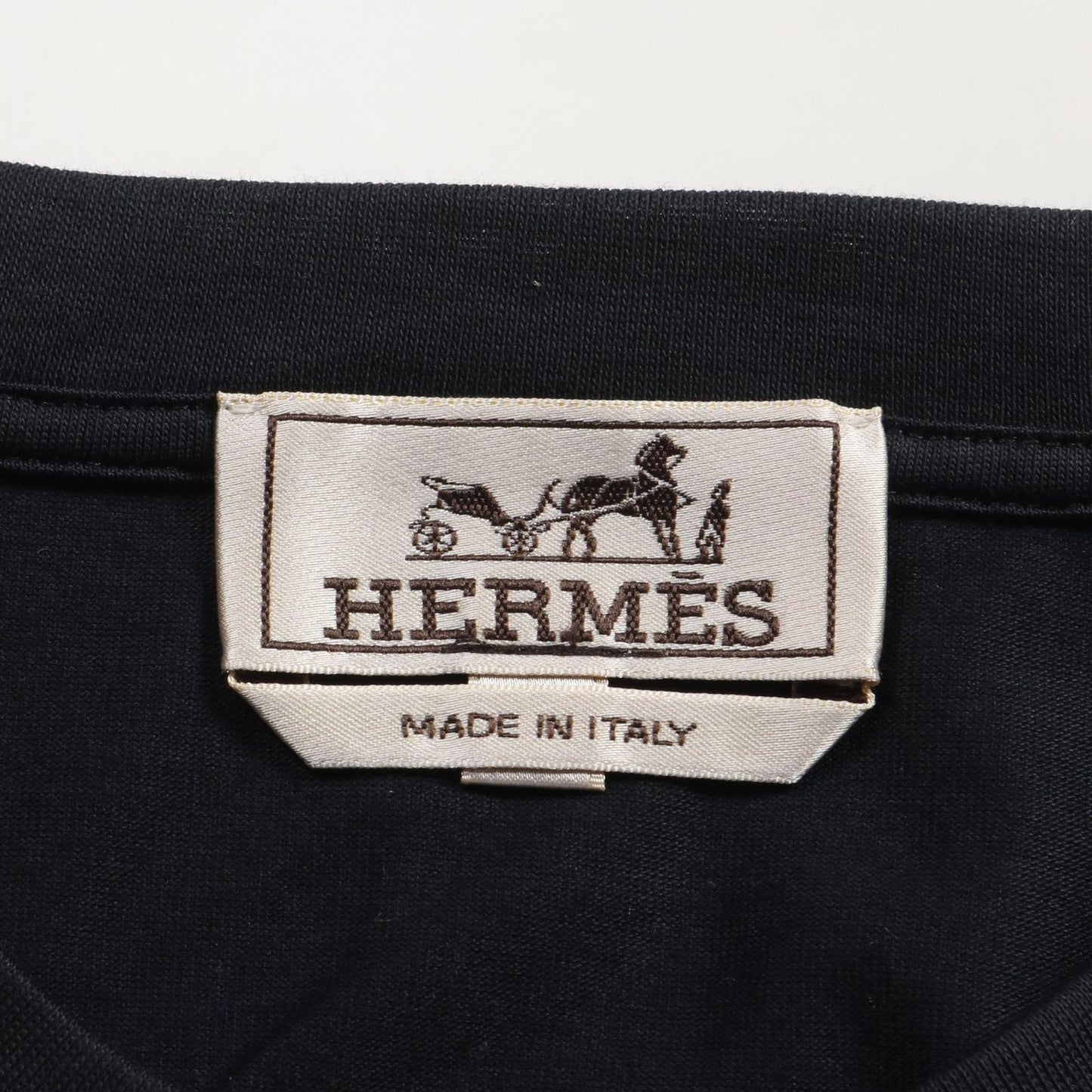 HERMES Saddle Stitch Detail Black Cotton T-Shirt - Unworn Luxury