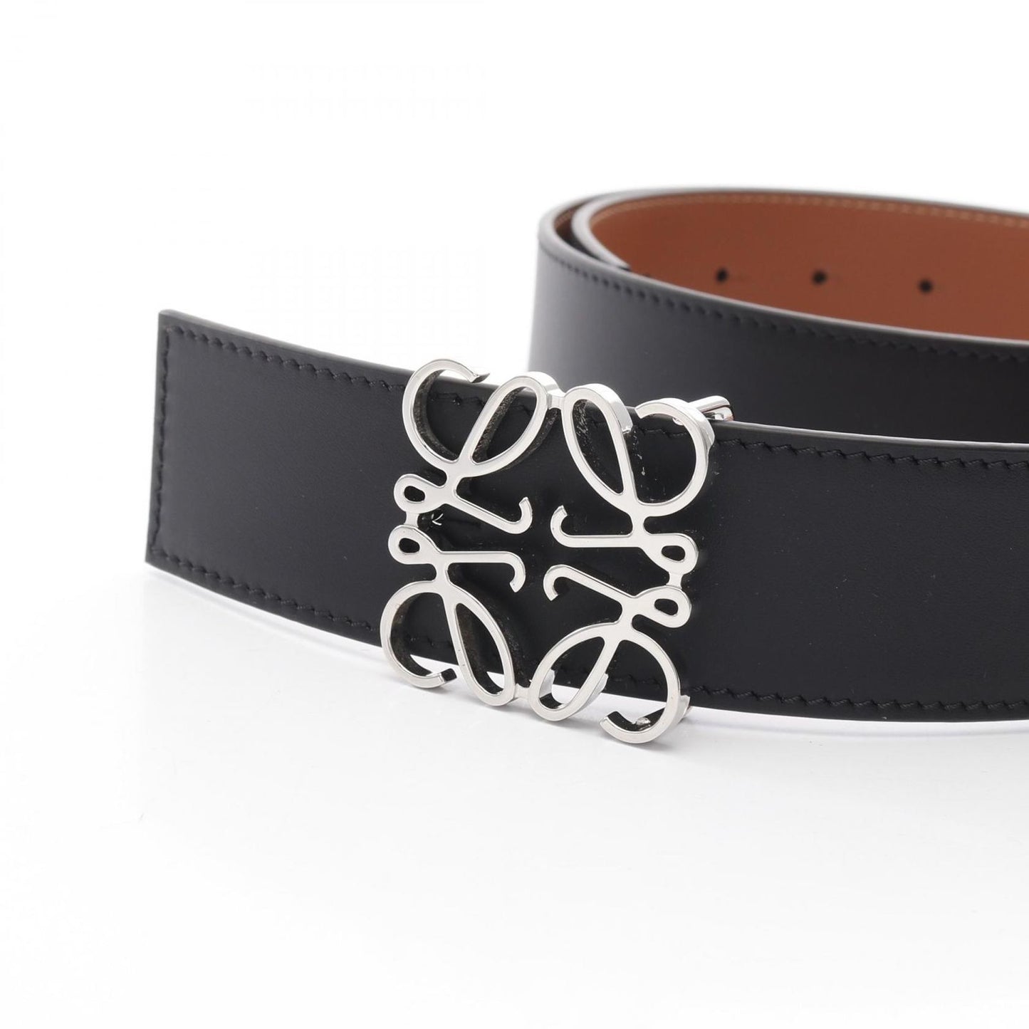 LOEWE Anagram Reversible Leather Belt - Black & Brown