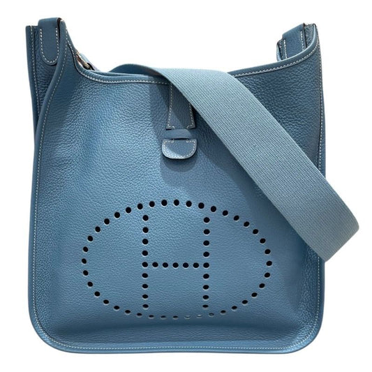 HERMES Evelyne II Blue Jean Togo Leather Shoulder Bag - Exquisite Craftsmanship