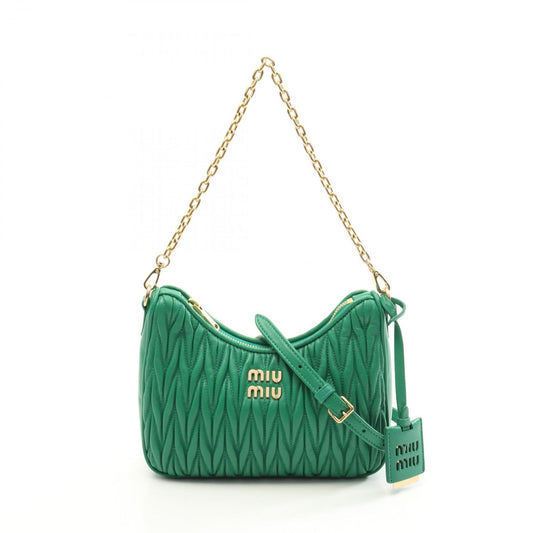 Miu Miu Matelassé Green Leather Shoulder Bag - Timeless Elegance
