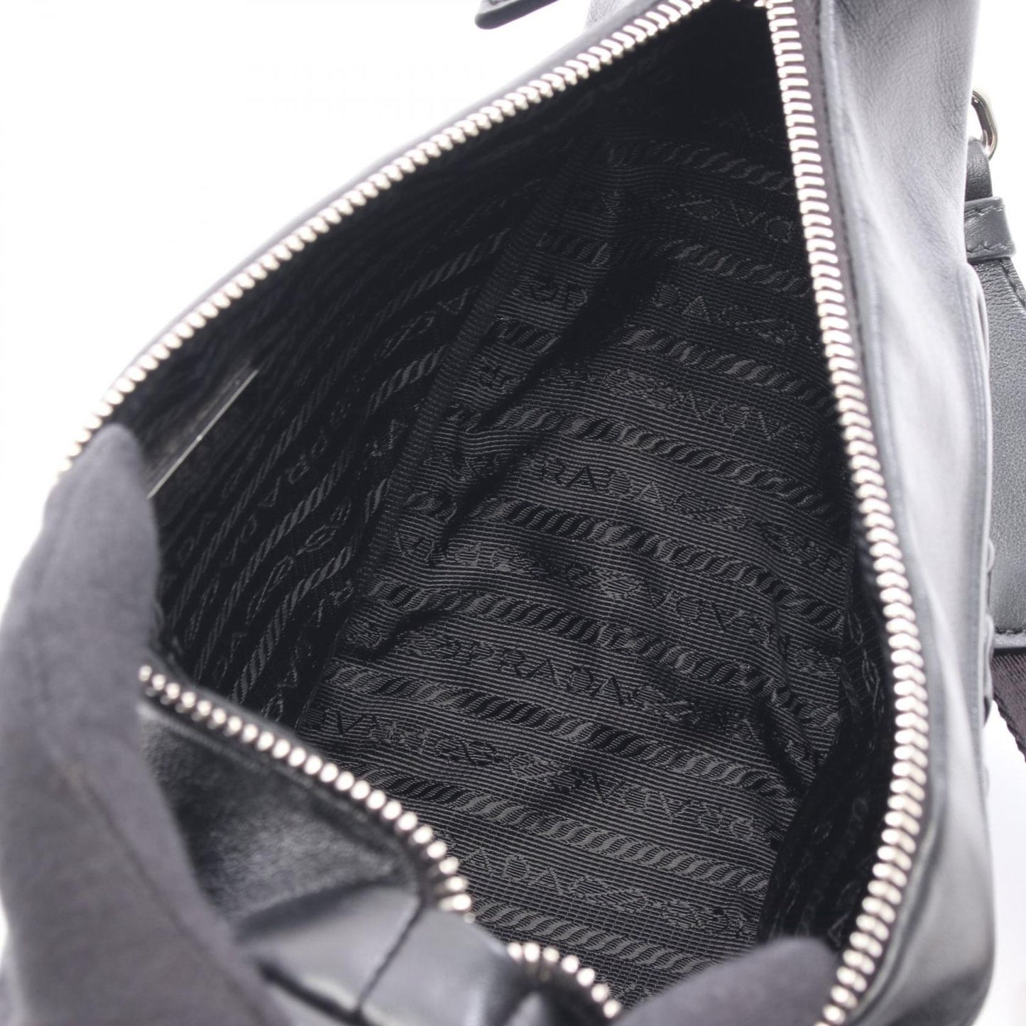 PRADA Grace Lux Triangle Shoulder Bag in Black Leather