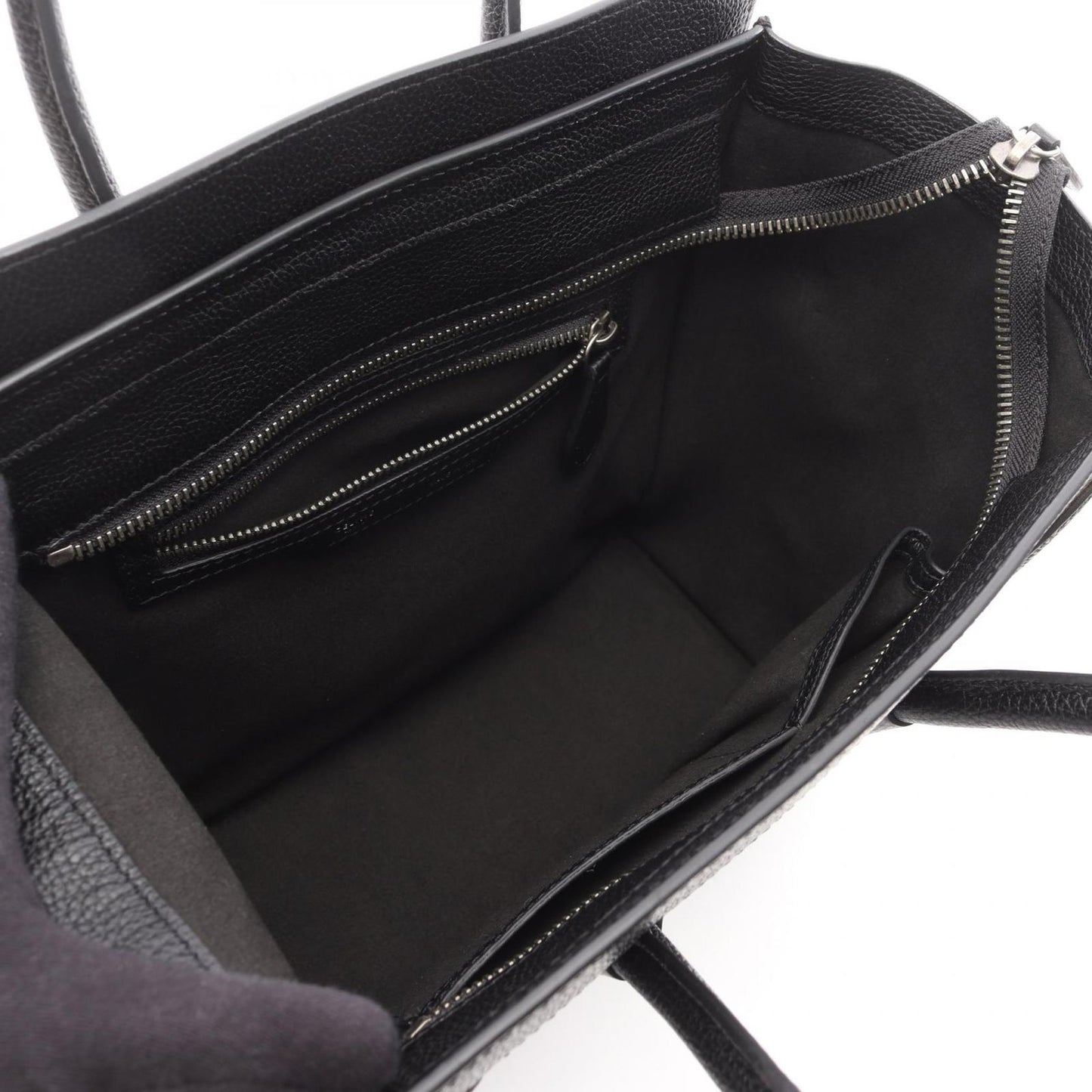 CELINE Luggage Micro Shopper Tote Bag in Black Leather