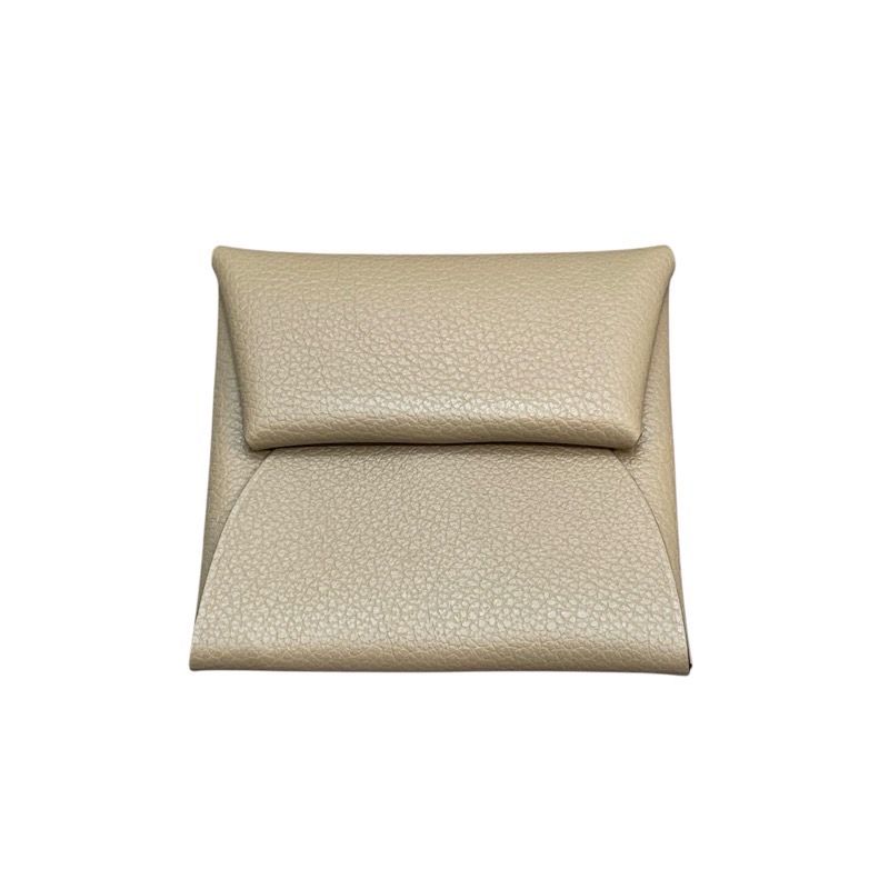 HERMES Bastia W刻 Beige Malfa Evercolor Unisex Coin Case