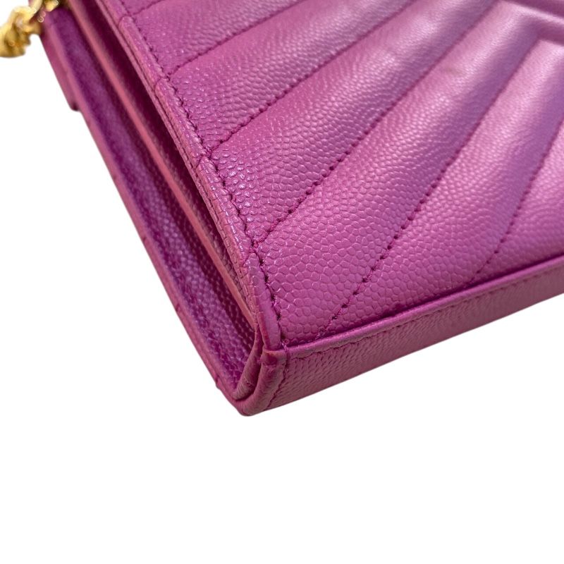 Saint Laurent Cassandra Envelope Chain Wallet - Purple & Gold Hardware