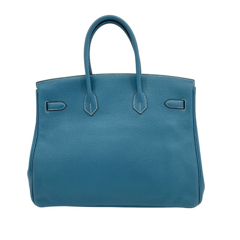 HERMES Birkin 35 Blue Jean Togo Handbag with Silver Hardware