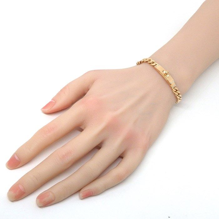 HERMES Kelly Gourmette Lock Motif Bracelet with Diamonds in K18 Pink Gold