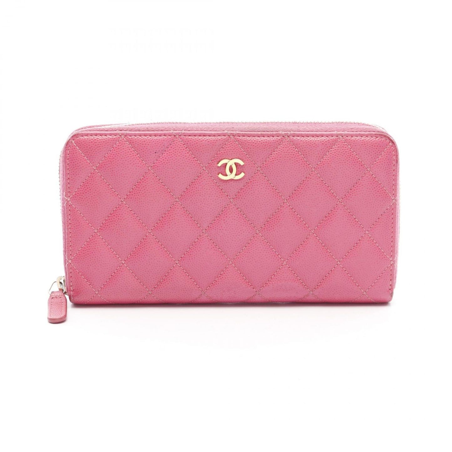 CHANEL Matelassé Round Wallet in Pink Caviar Leather - A50097