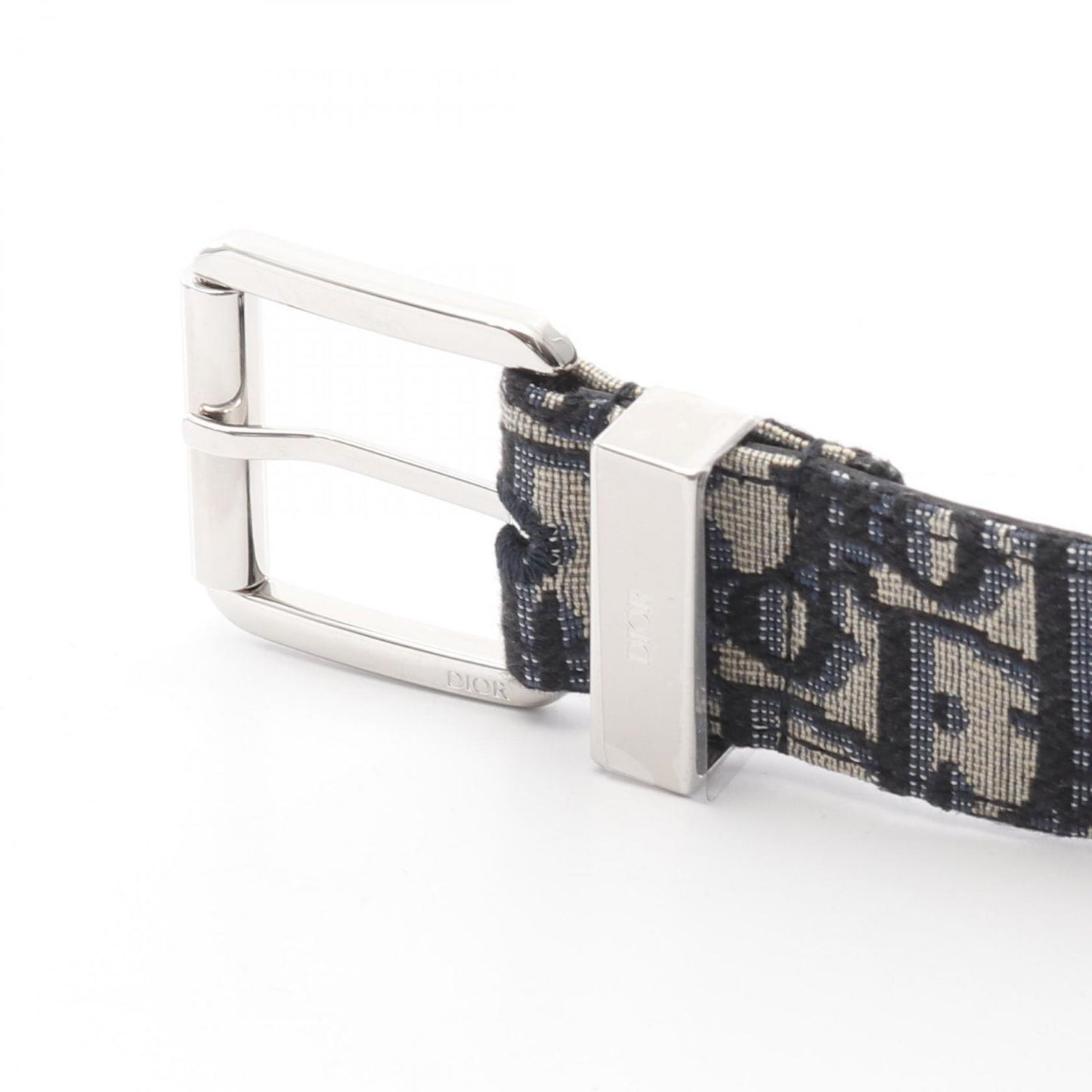 Dior Oblique Jacquard Canvas & Leather Belt - Navy - New