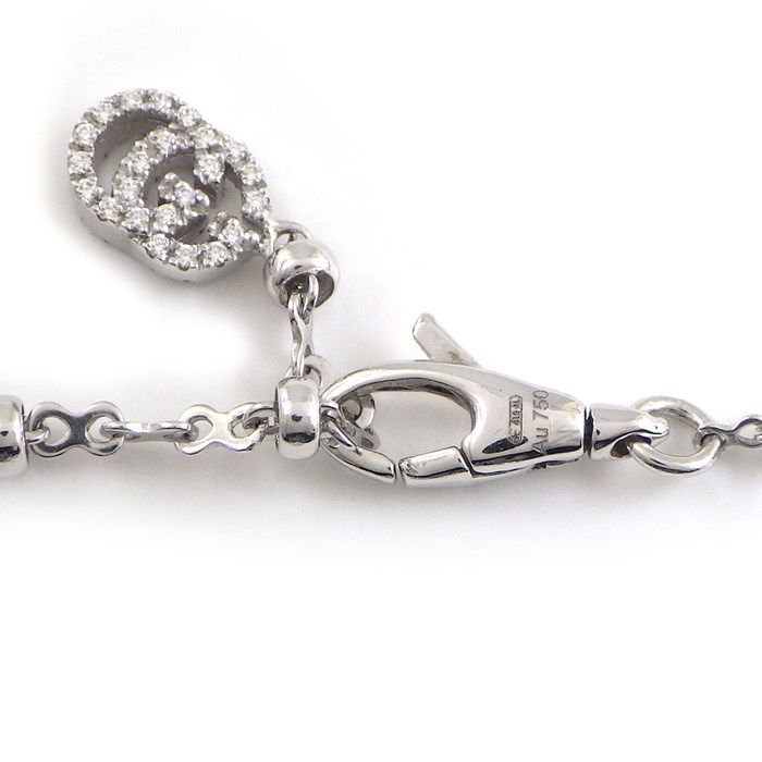 GUCCI Flora GG Logo Diamond Bracelet in K18 White Gold
