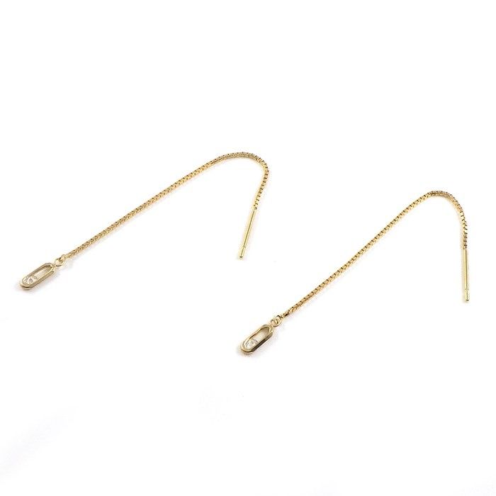 Elegant Diamond Drop Earrings in K18 Yellow Gold