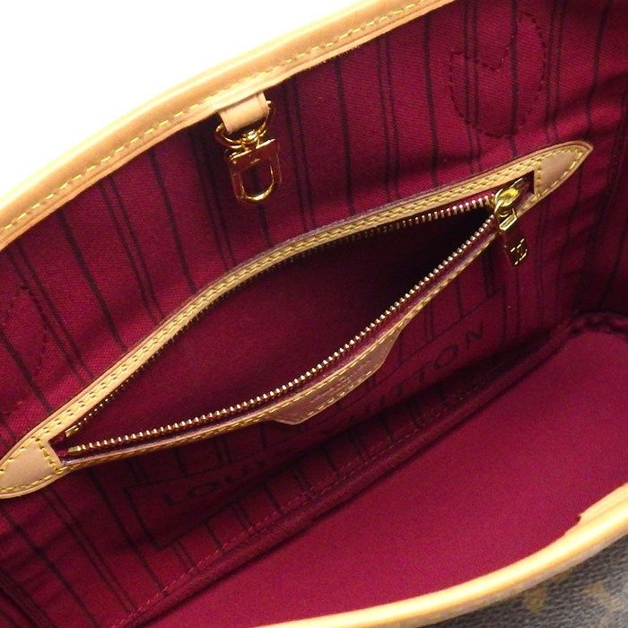 Louis Vuitton Neverfull PM Tote Bag - 2014 Edition in Brown & Fuchsia