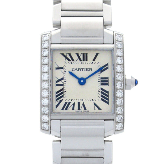 Cartier Tank Française SM Diamond Bezel Watch - Exquisite Silver Elegance