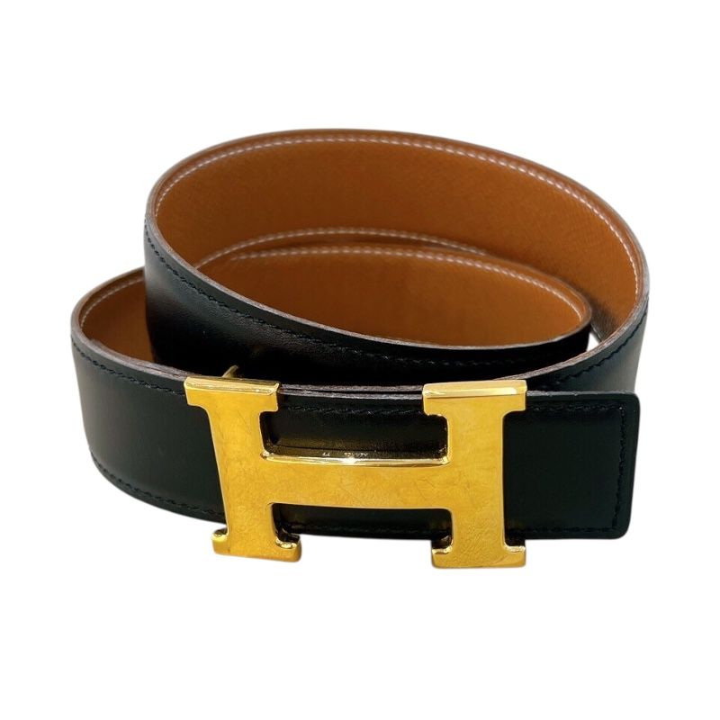 HERMES Mini Constance Belt 65cm Black with Gold Hardware